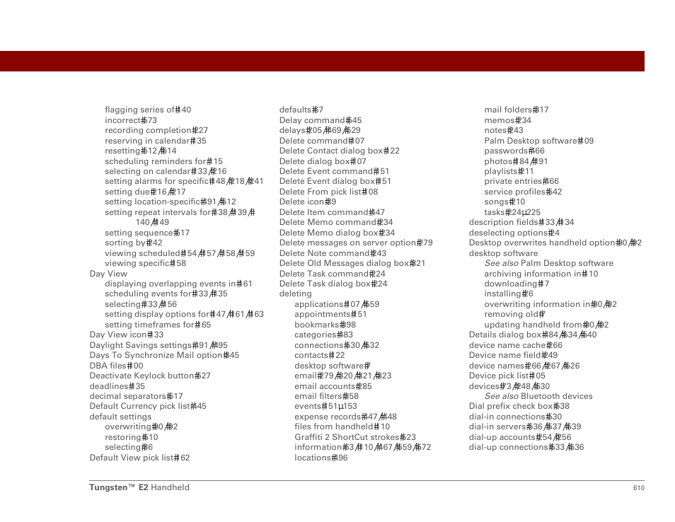 Palm E2 User Manual | Page 631 / 653