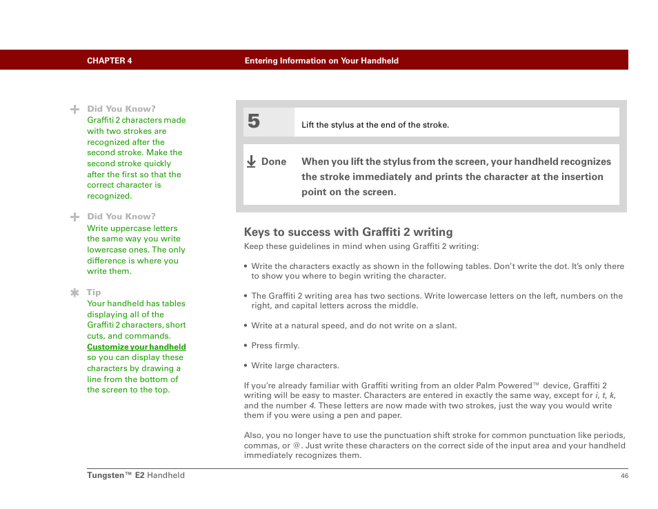 Keys to success with graffiti 2 writing | Palm E2 User Manual | Page 67 / 653