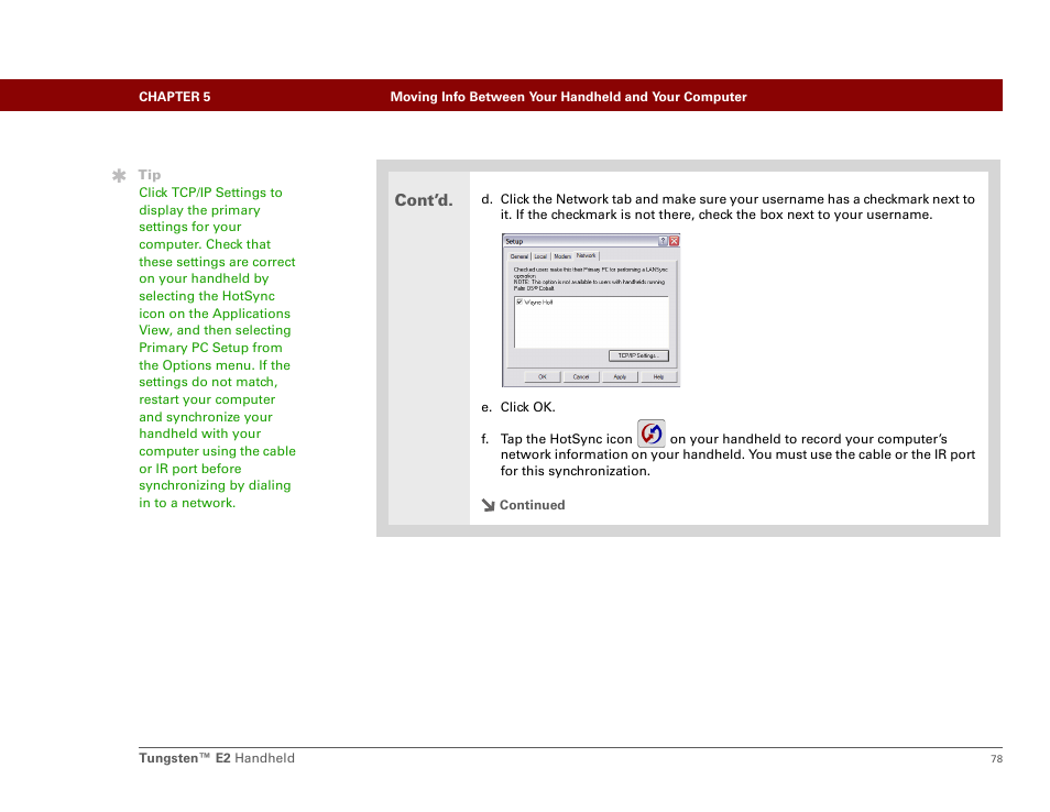 Cont’d | Palm E2 User Manual | Page 99 / 653