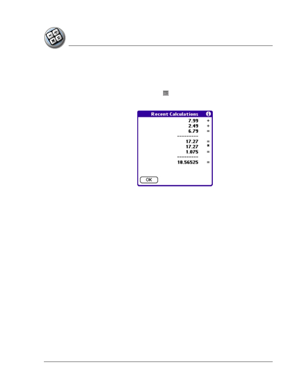 Displaying recent calculations, Displaying recent | Palm TapWave Zodiac User Manual | Page 122 / 201