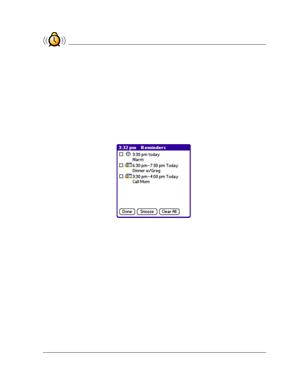 Using the reminders list screen | Palm TapWave Zodiac User Manual | Page 156 / 201