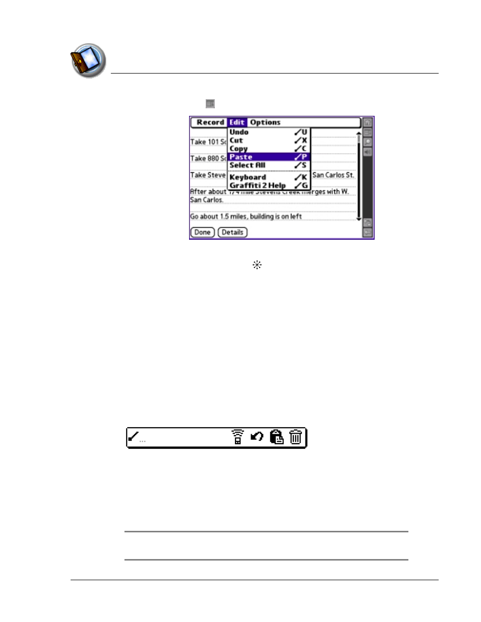 Command toolbar | Palm TapWave Zodiac User Manual | Page 30 / 201