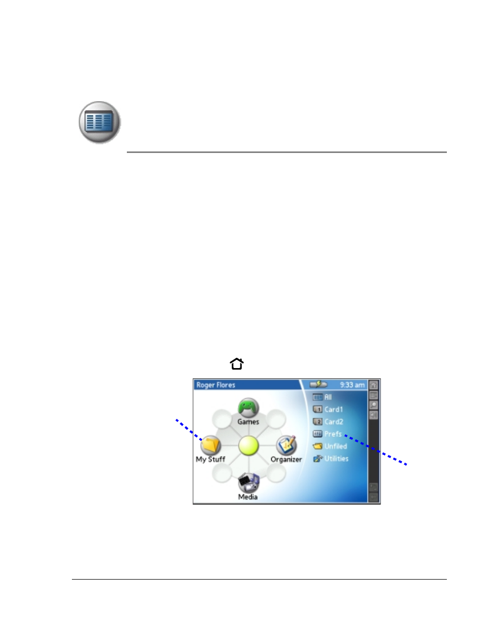 Managing applications, Using the home screen, 3 managing applications | Tails, see | Palm TapWave Zodiac User Manual | Page 43 / 201