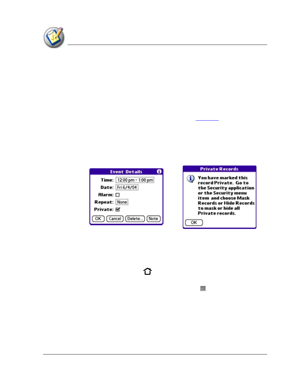 Making records private, Hiding private records, Making | Palm TapWave Zodiac User Manual | Page 81 / 201