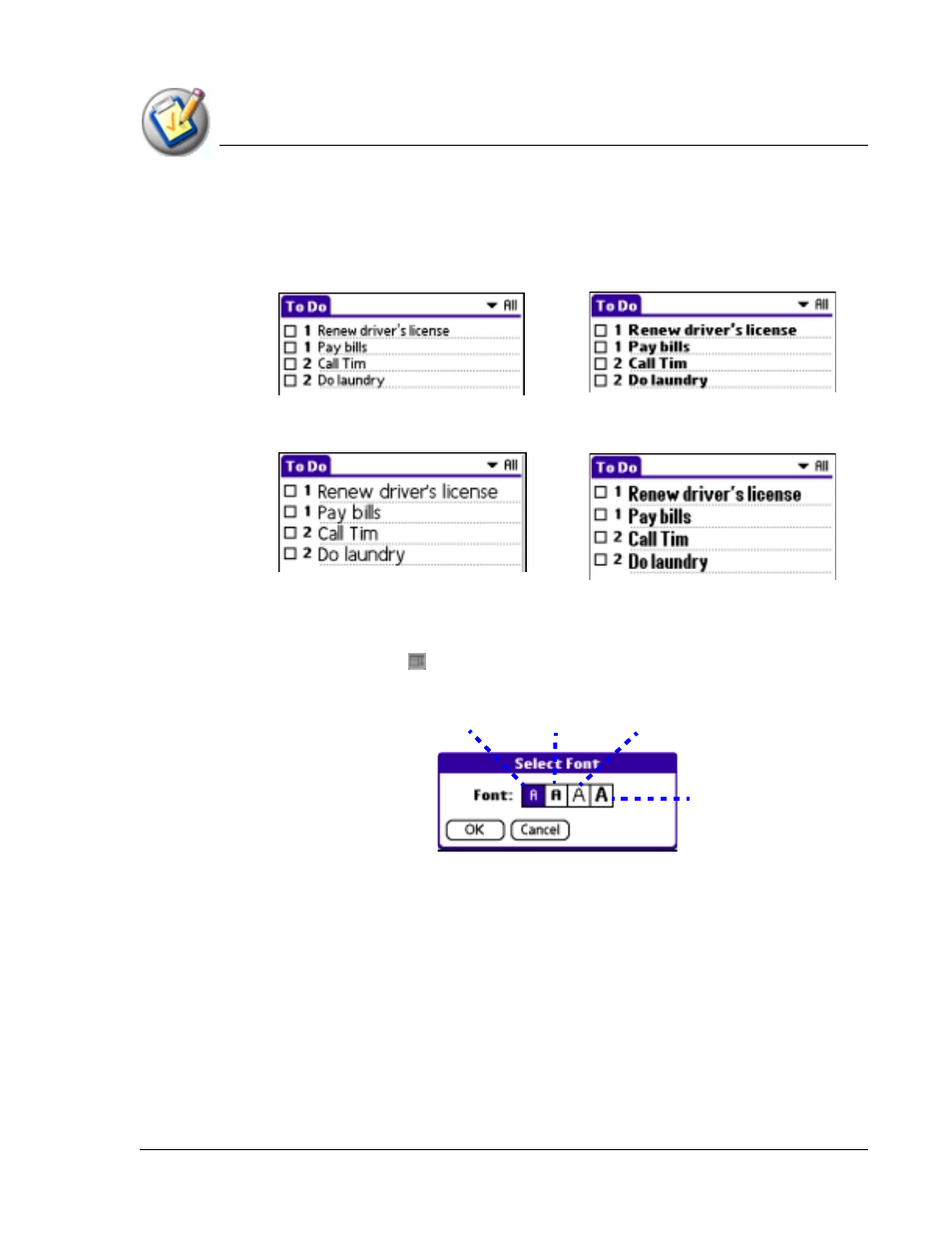 Choosing fonts, Choosing | Palm TapWave Zodiac User Manual | Page 84 / 201