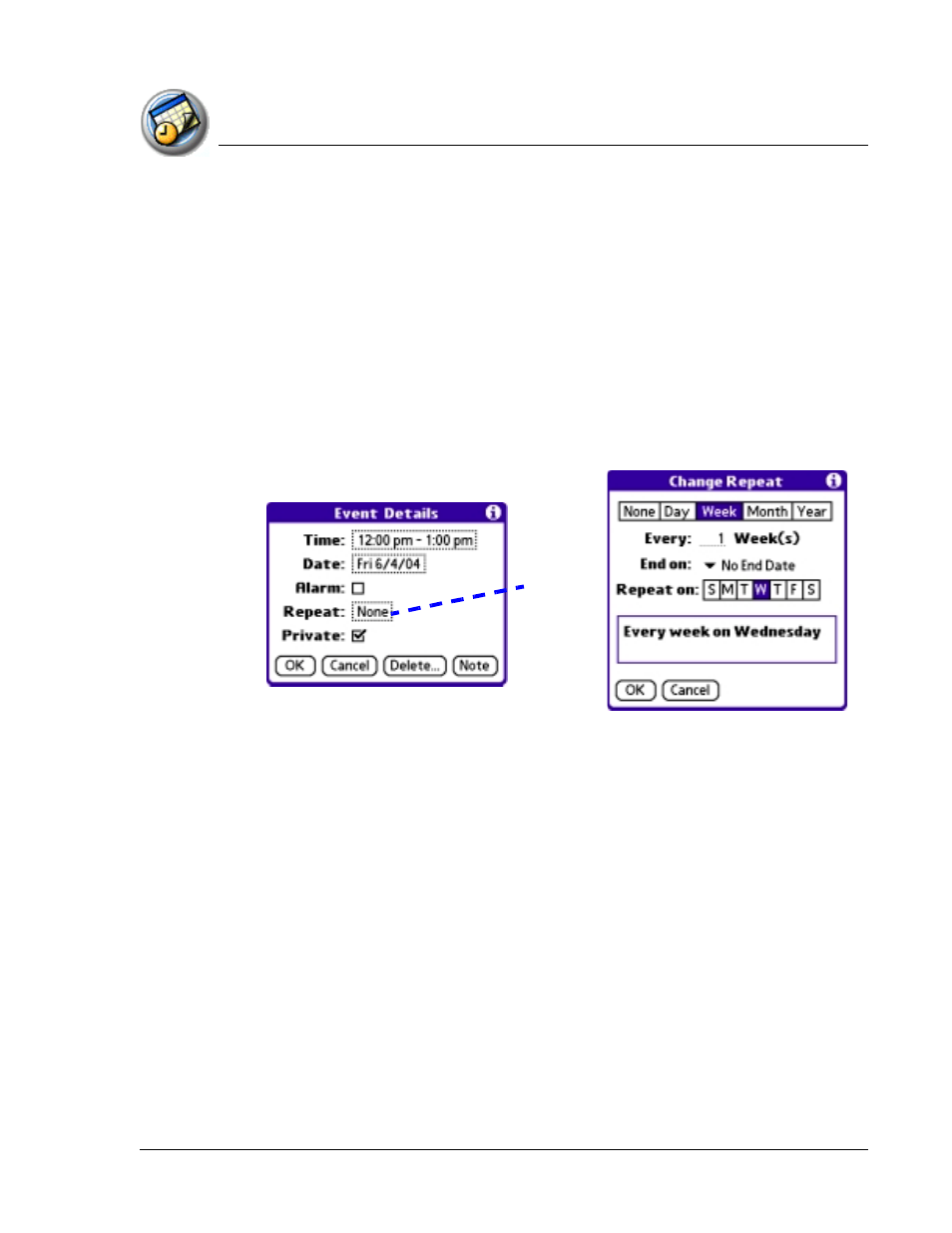 Scheduling repeating or continuous events, Scheduling repeating or continuous | Palm TapWave Zodiac User Manual | Page 98 / 201