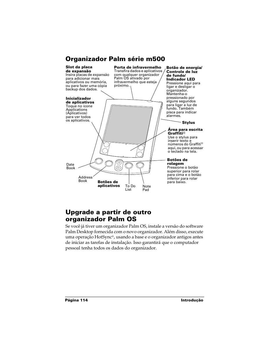 Organizador palm série m500, Upgrade a partir de outro organizadorpalm os, Upgrade a partir de outro organizador palm os | Palm Handhelds m500 Series User Manual | Page 114 / 150