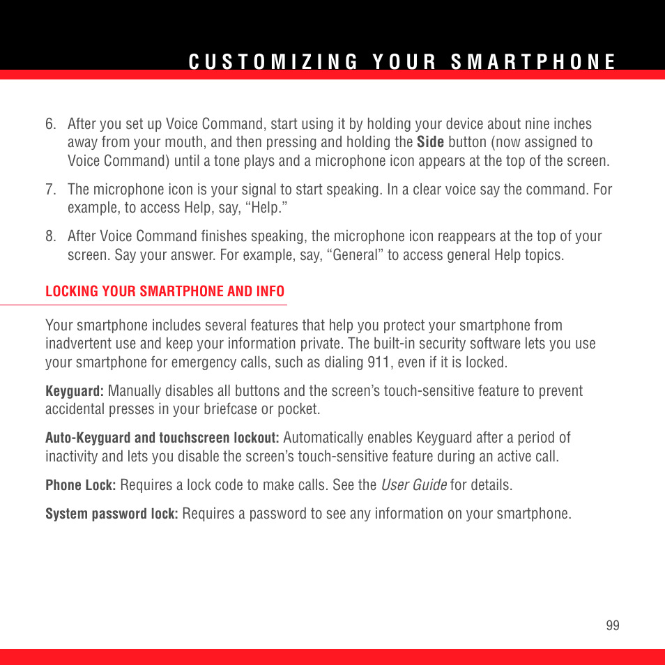 Locking your smartphone and info | Palm TREO 700wx User Manual | Page 103 / 128