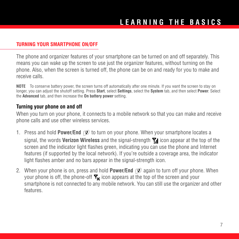 Turning your smartphone on/off, Turning your phone on and off | Palm TREO 700wx User Manual | Page 11 / 128