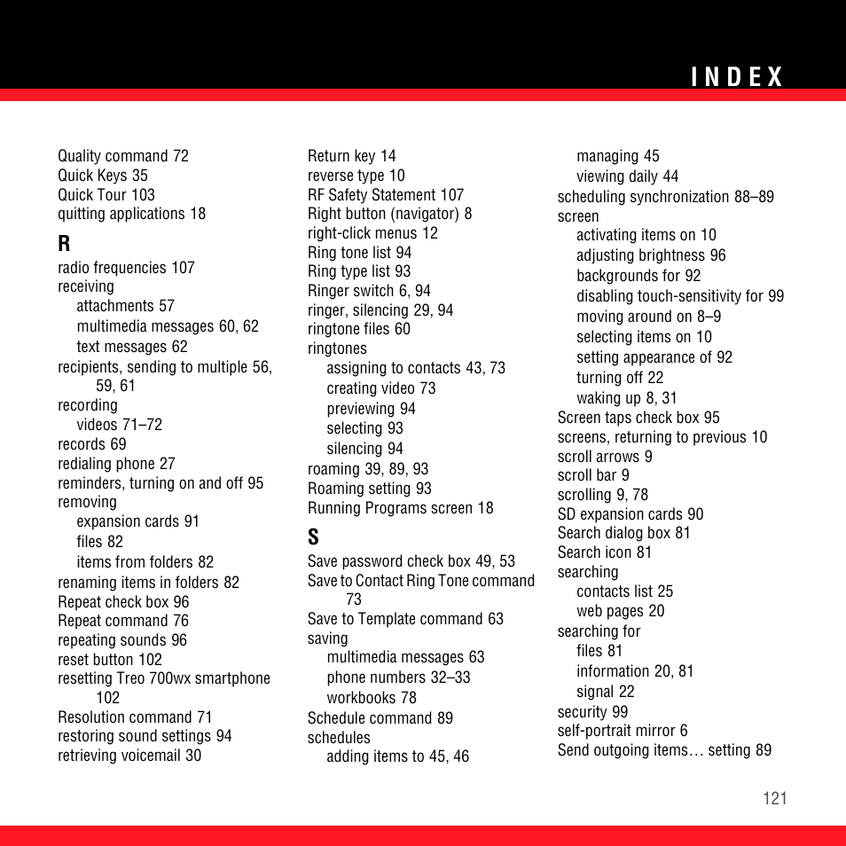 Palm TREO 700wx User Manual | Page 125 / 128