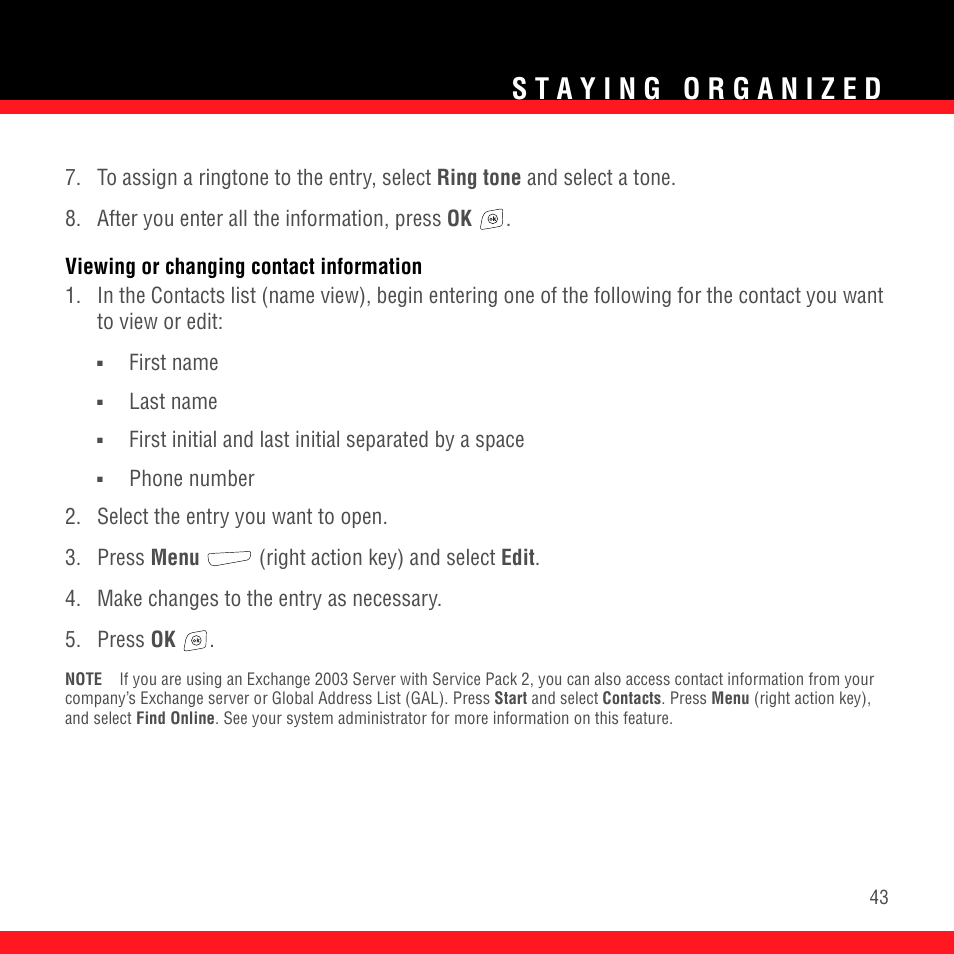 Viewing or changing contact information | Palm TREO 700wx User Manual | Page 47 / 128