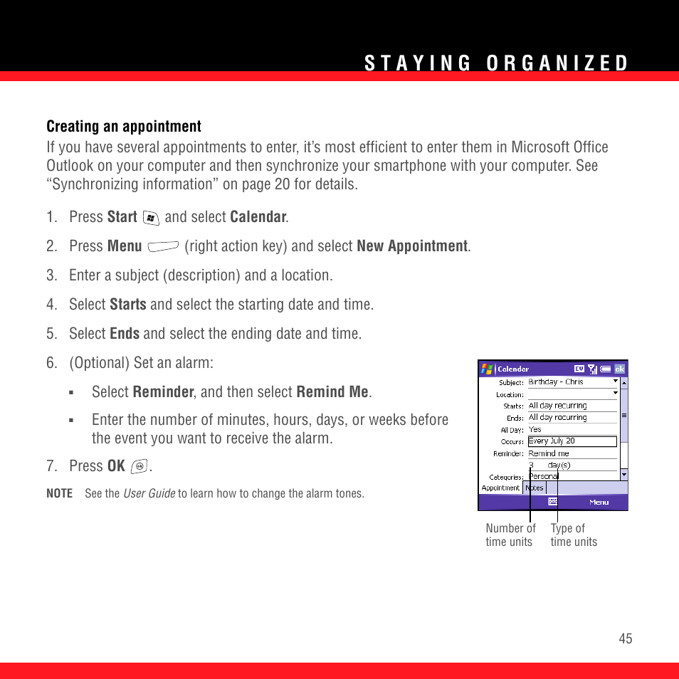 Creating an appointment | Palm TREO 700wx User Manual | Page 49 / 128