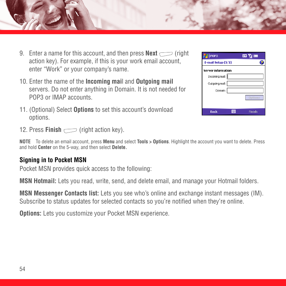 Signing in to pocket msn | Palm TREO 700wx User Manual | Page 58 / 128