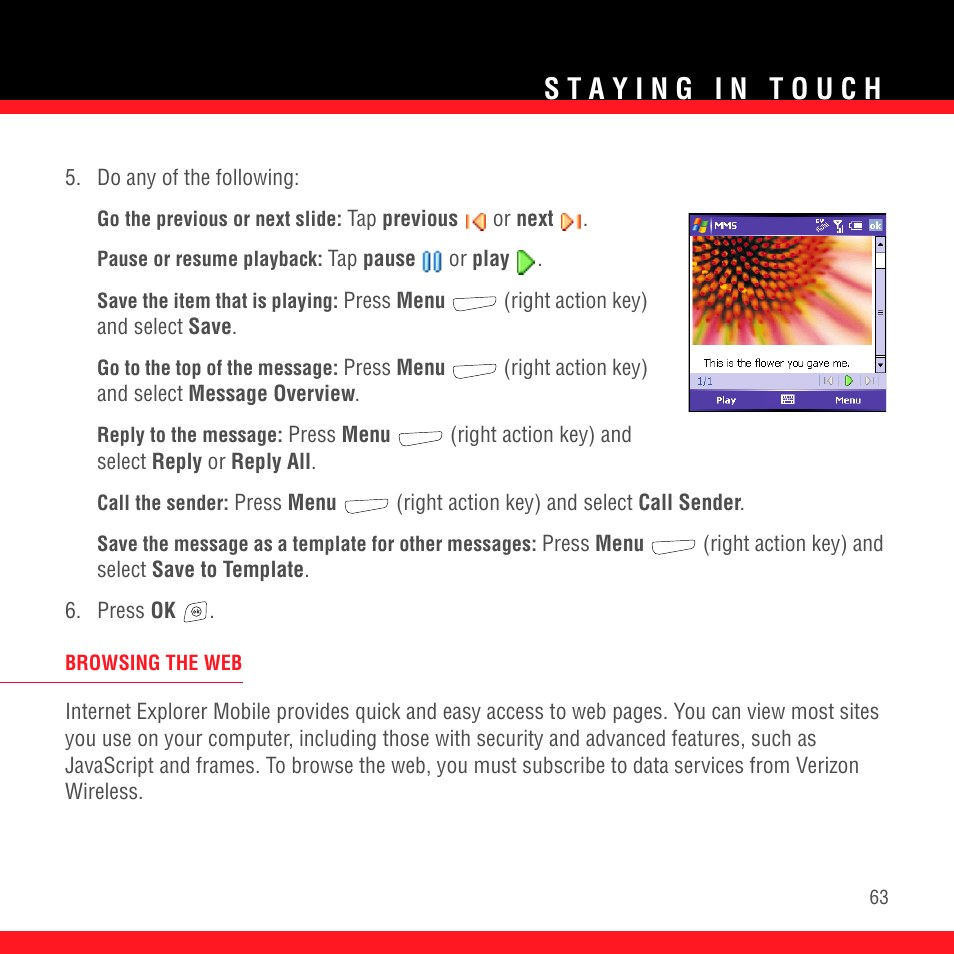 Browsing the web | Palm TREO 700wx User Manual | Page 67 / 128