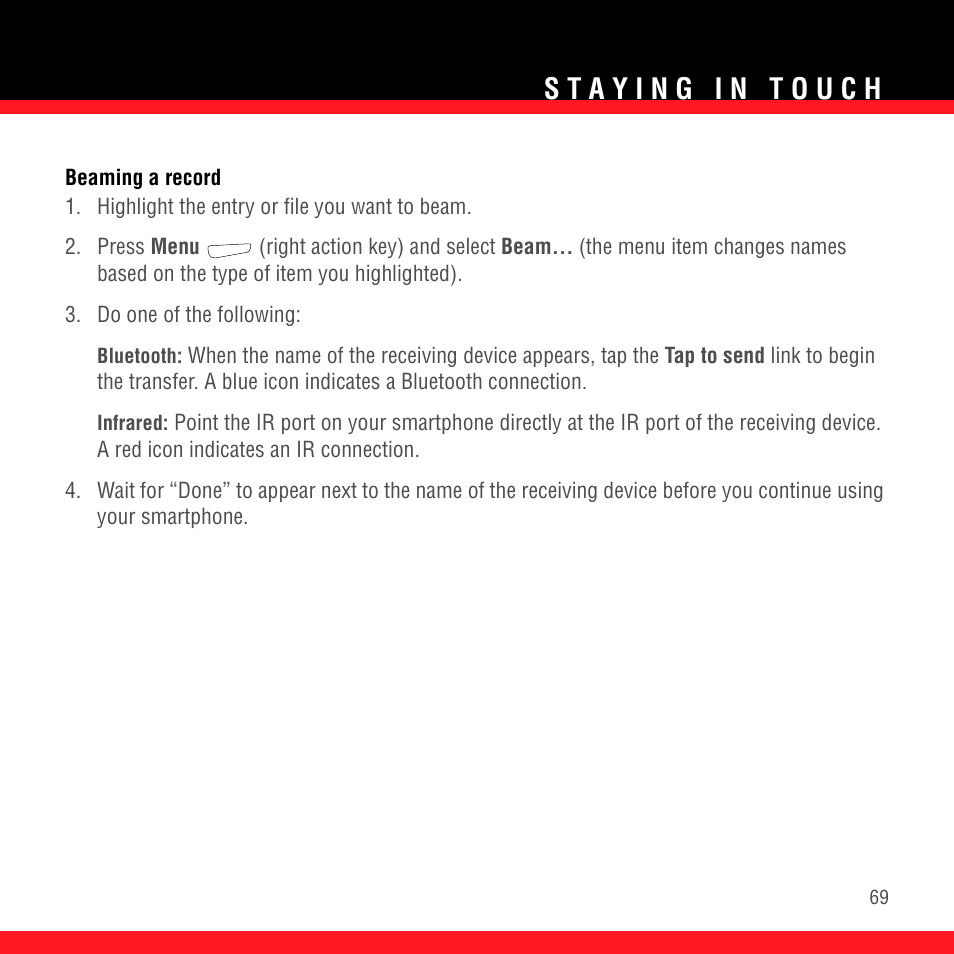 Beaming a record | Palm TREO 700wx User Manual | Page 73 / 128