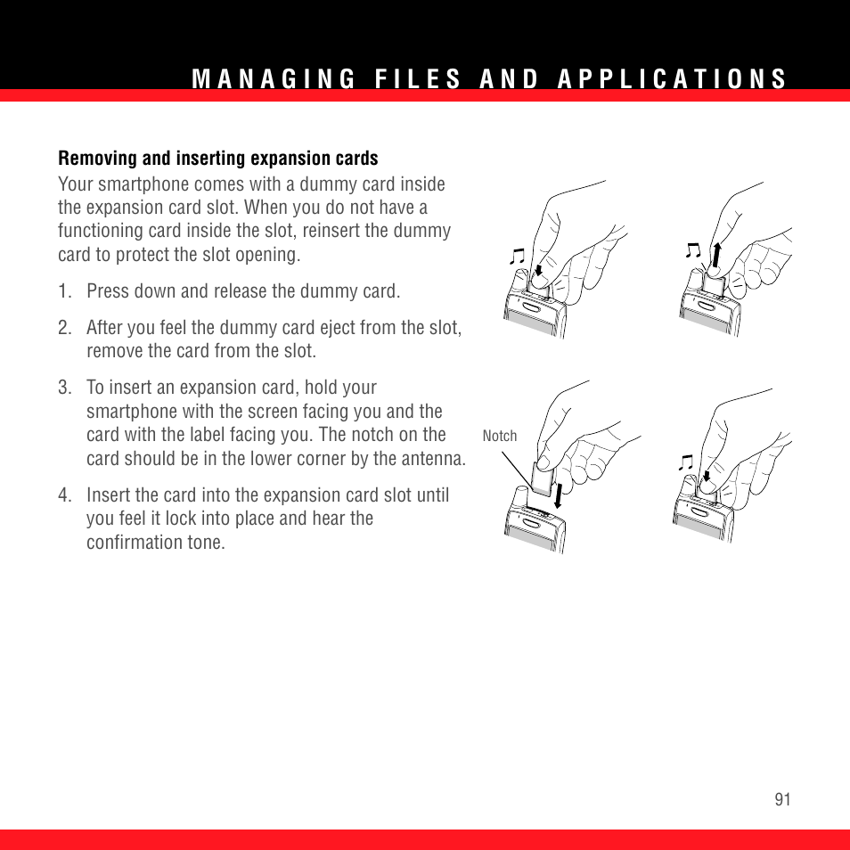 Removing and inserting expansion cards | Palm TREO 700wx User Manual | Page 95 / 128