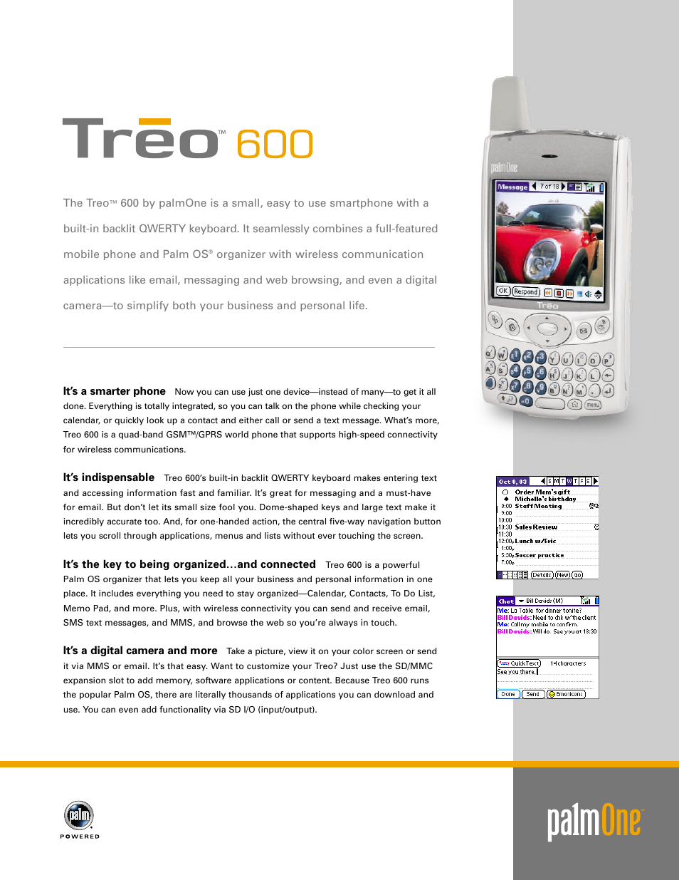 Palm palmOne Treo Smartphone 600 User Manual | 2 pages