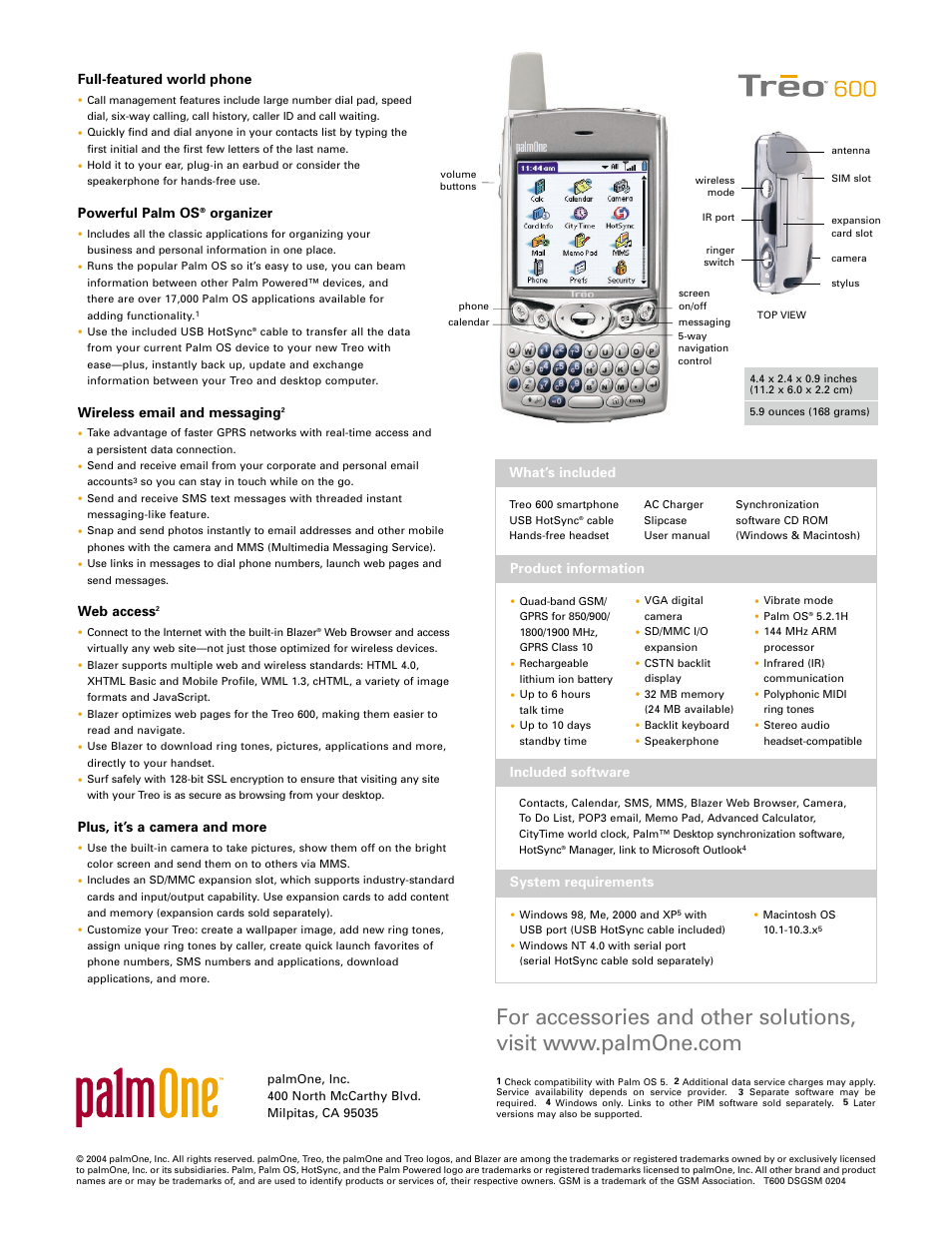 Palm palmOne Treo Smartphone 600 User Manual | Page 2 / 2