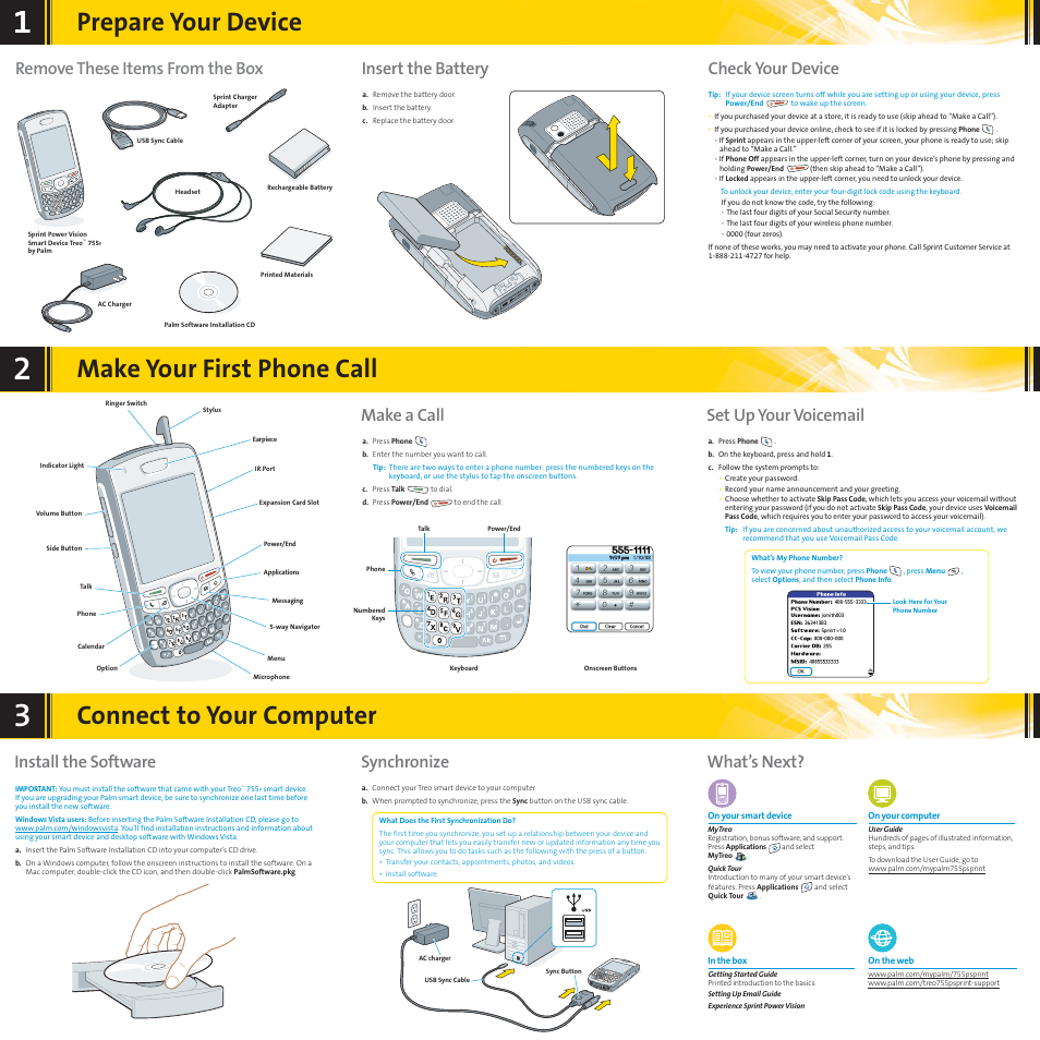 Palm Treo 755 User Manual | 2 pages
