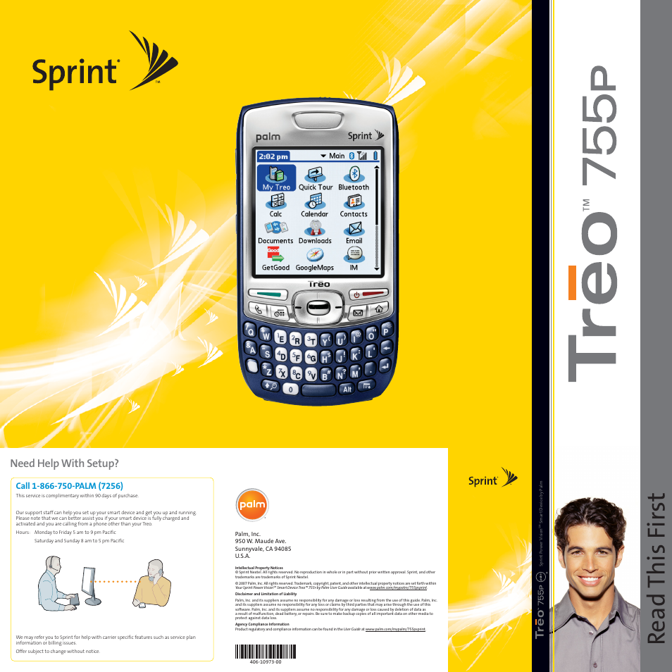 Re ad this first, Need help with setup | Palm Treo 755 User Manual | Page 2 / 2