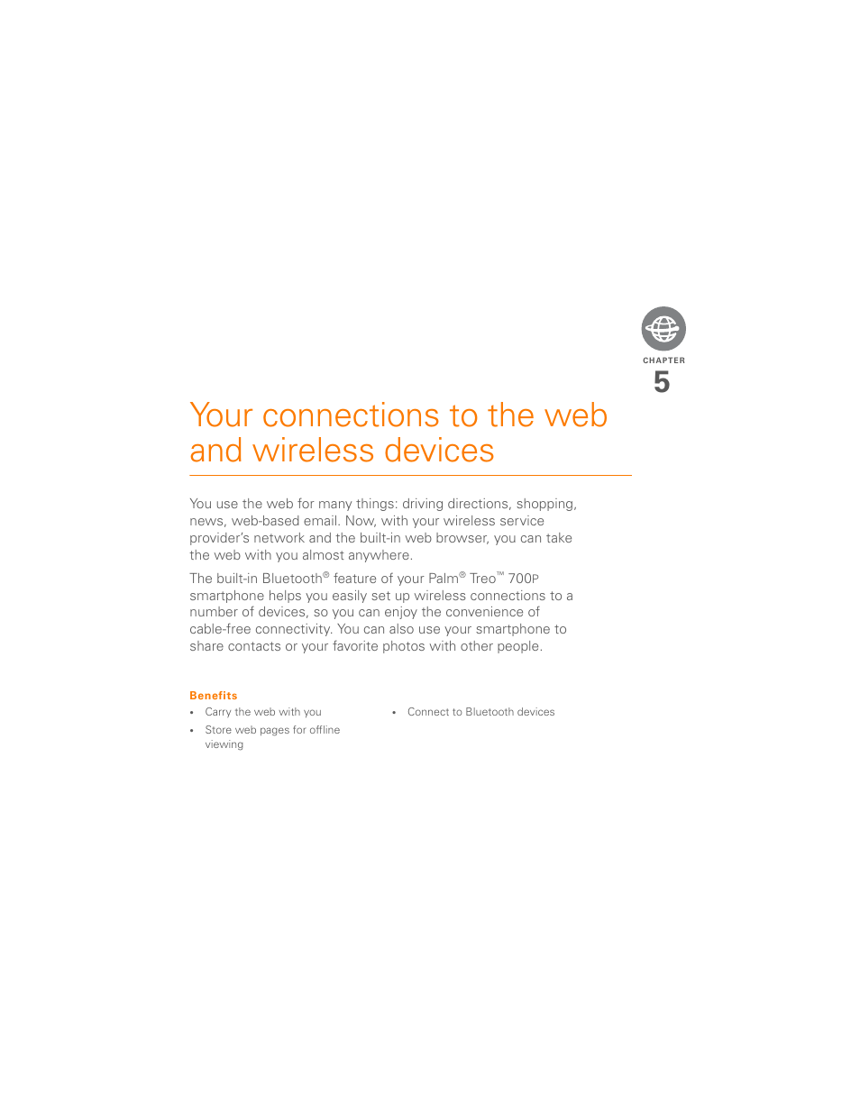 Your connections to the web and wireless devices | Palm 700P User Manual | Page 101 / 286