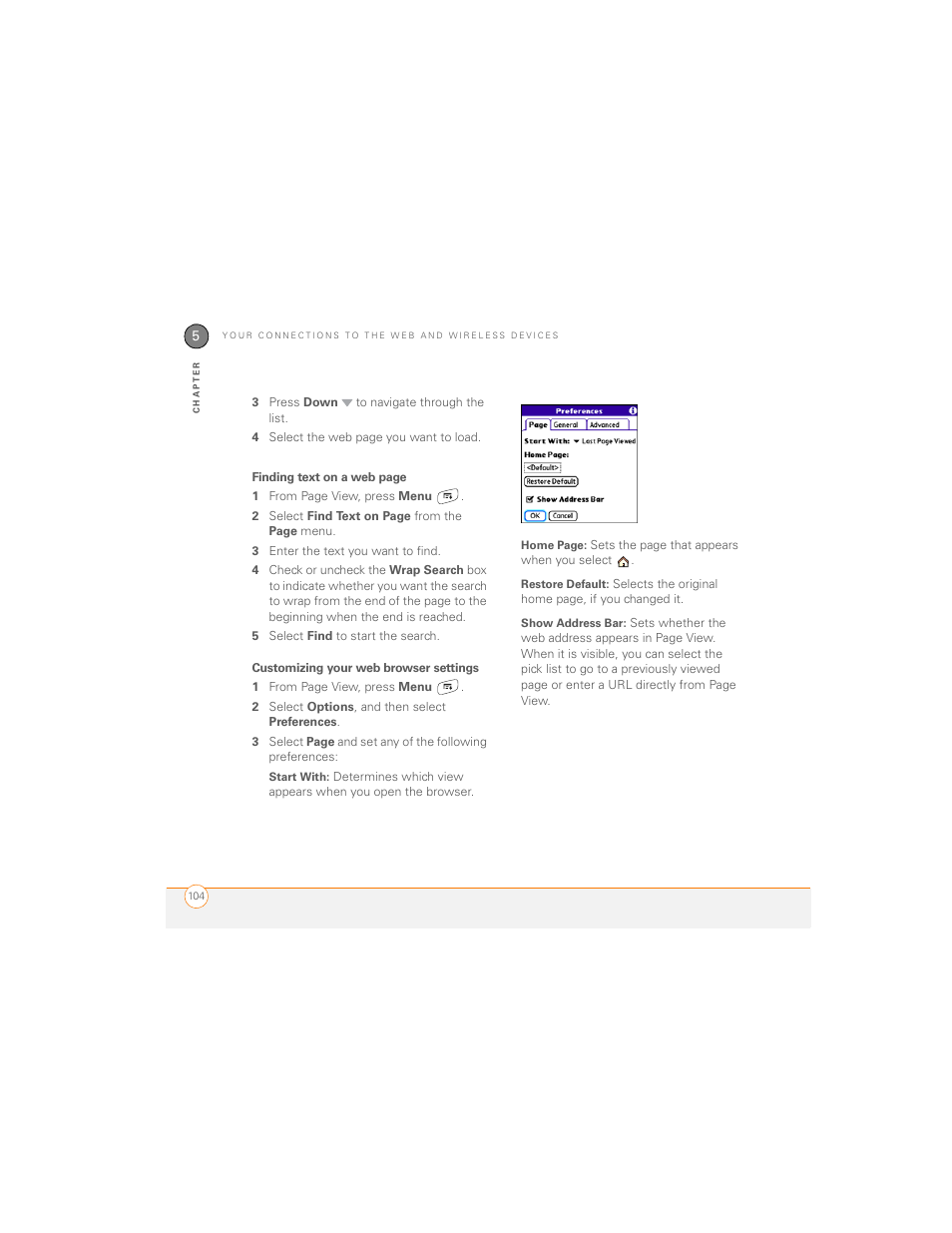 Customizing your web browser settings | Palm 700P User Manual | Page 110 / 286