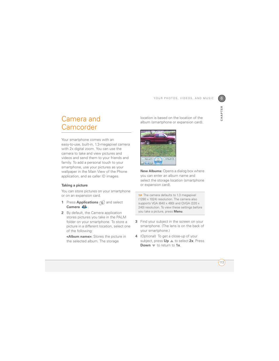 Camera and camcorder, Taking a picture | Palm 700P User Manual | Page 119 / 286