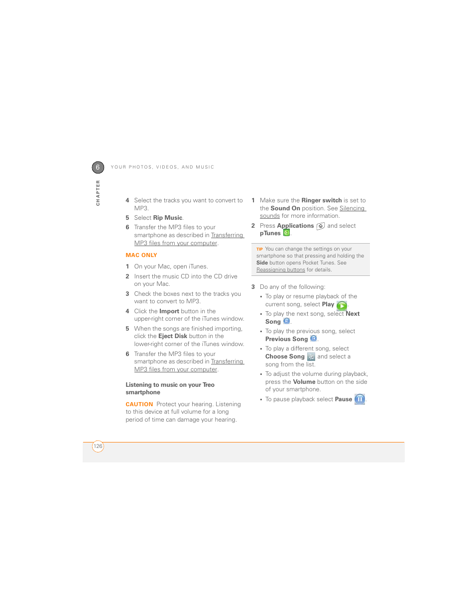 Listening to music on your treo smartphone | Palm 700P User Manual | Page 132 / 286