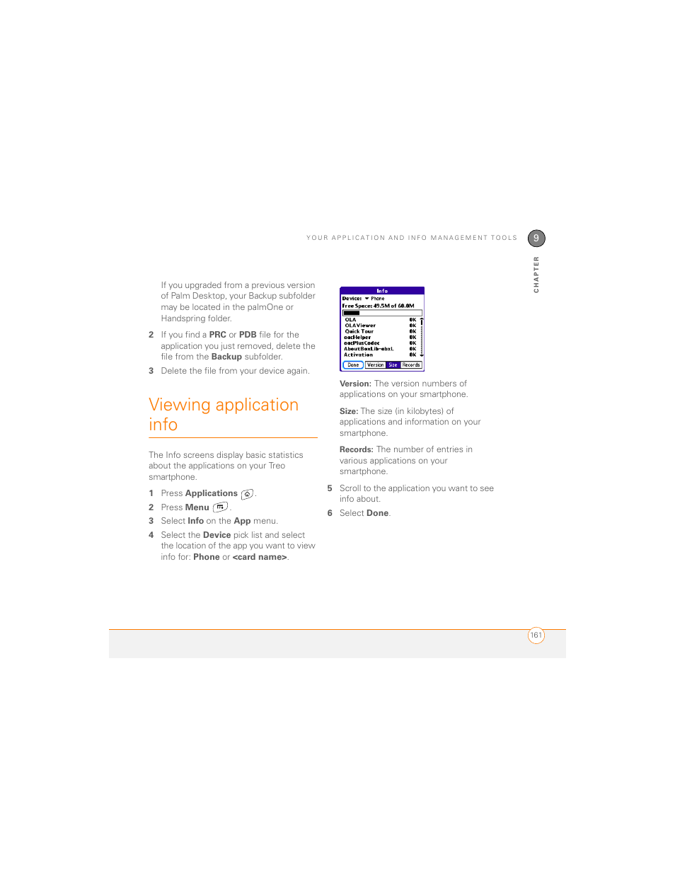 Viewing application info | Palm 700P User Manual | Page 167 / 286