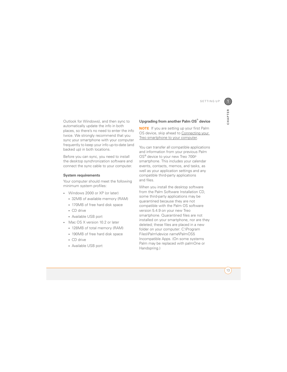 System requirements, Upgrading from another palm os® device | Palm 700P User Manual | Page 19 / 286