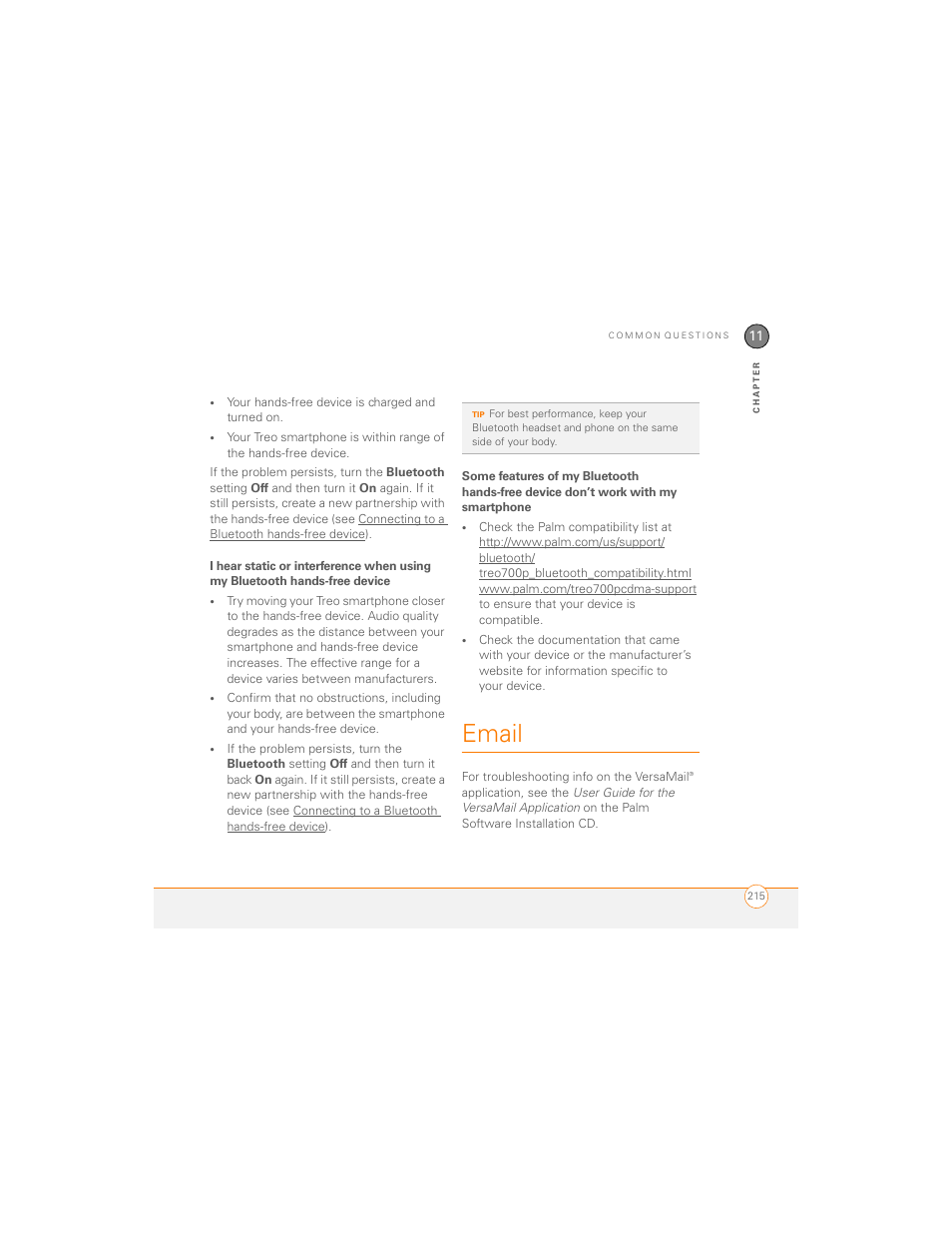 Email | Palm 700P User Manual | Page 221 / 286