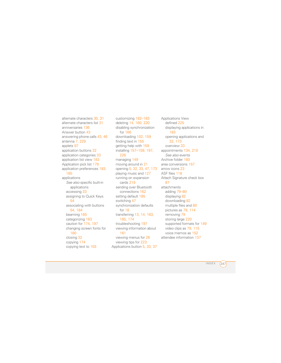 Palm 700P User Manual | Page 253 / 286