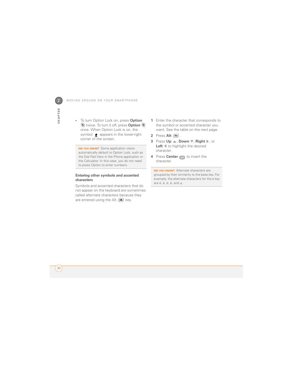 Entering other symbols and accented characters | Palm 700P User Manual | Page 36 / 286