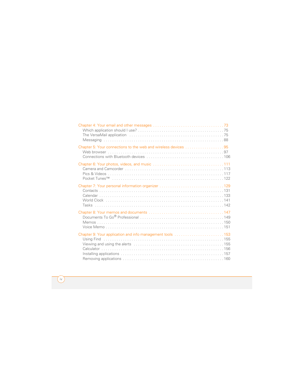 Palm 700P User Manual | Page 4 / 286