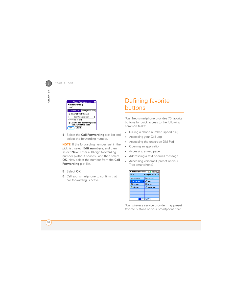 Defining favorite buttons | Palm 700P User Manual | Page 58 / 286