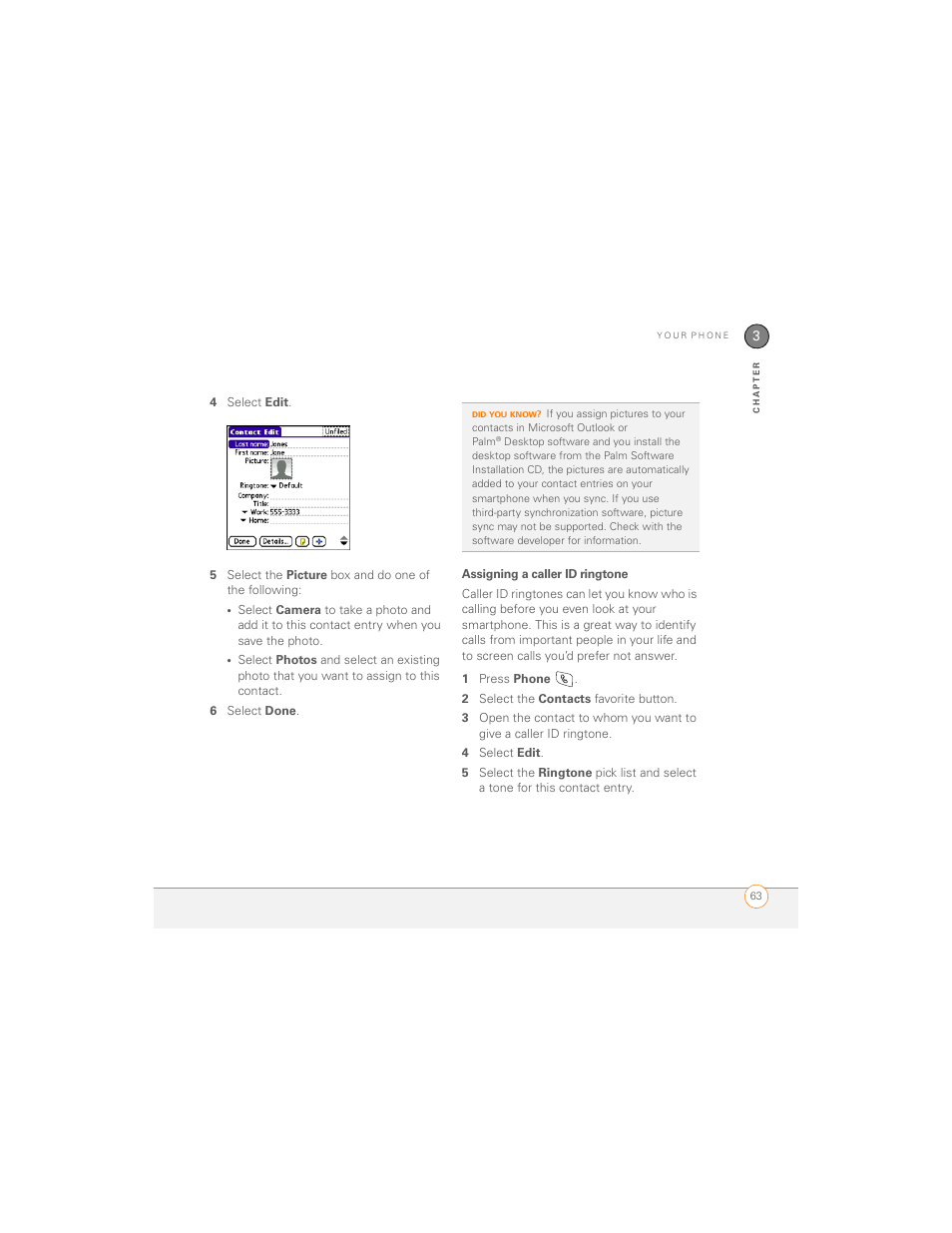 Assigning a caller id ringtone | Palm 700P User Manual | Page 69 / 286