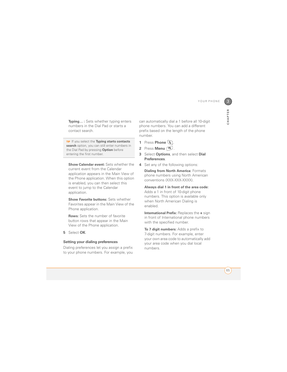 Setting your dialing preferences | Palm 700P User Manual | Page 71 / 286