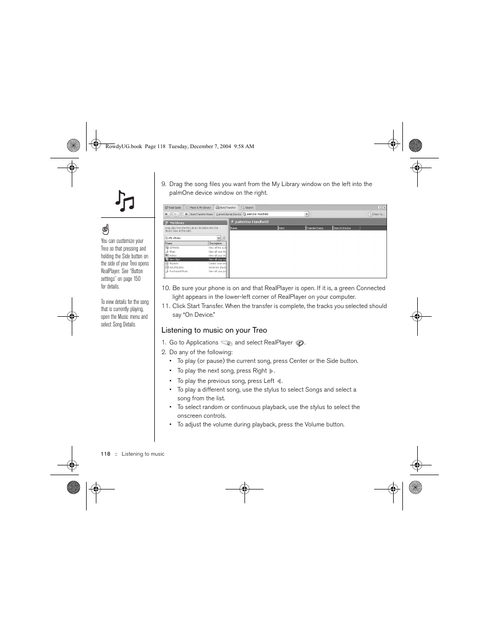 Listening to music on your treo | Palm TREOTM 650 User Manual | Page 120 / 208