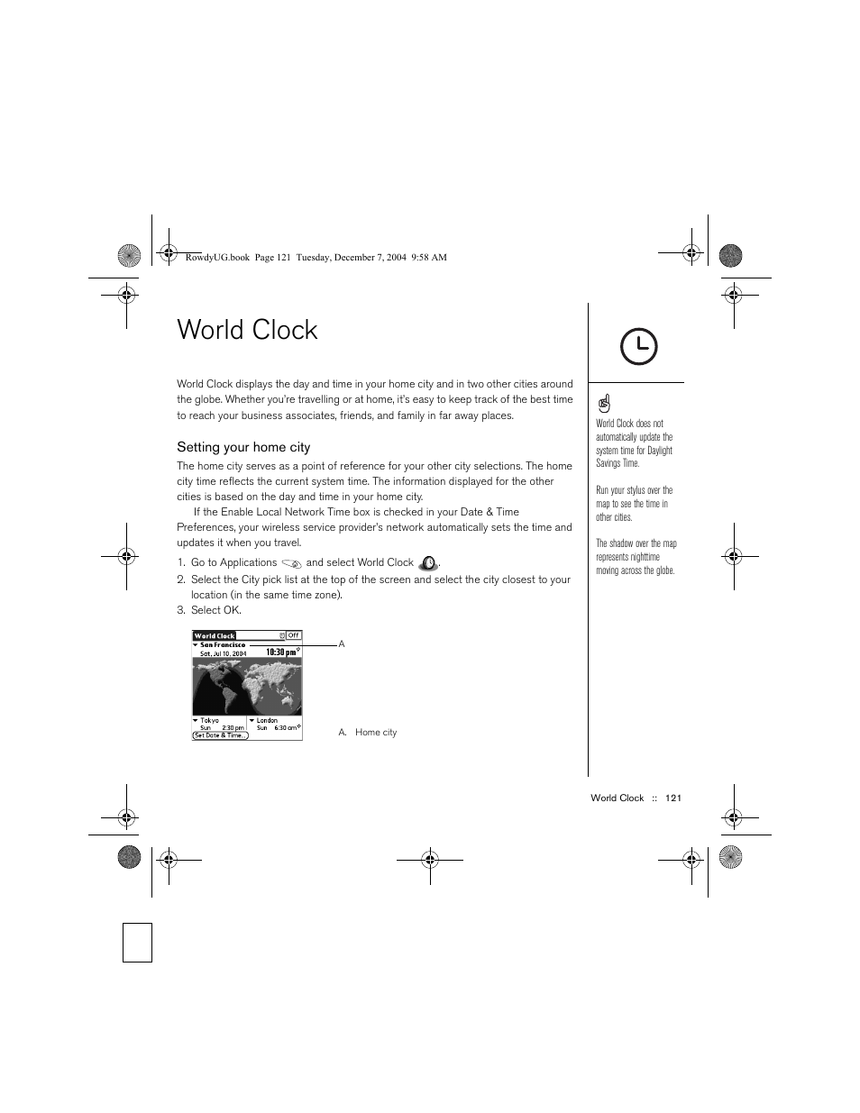 World clock, Setting your home city | Palm TREOTM 650 User Manual | Page 123 / 208