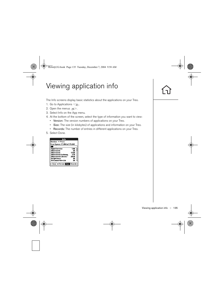 Viewing application info | Palm TREOTM 650 User Manual | Page 137 / 208