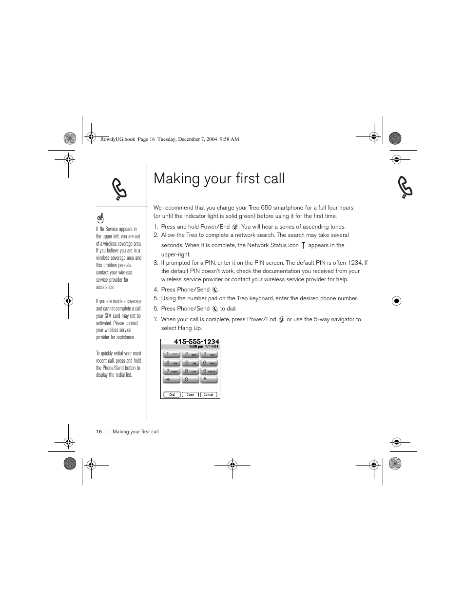 Making your first call | Palm TREOTM 650 User Manual | Page 18 / 208