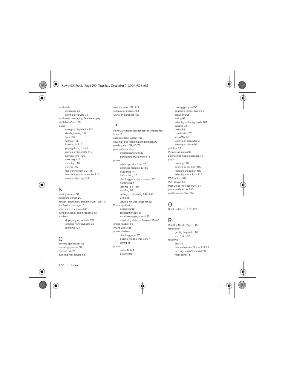 Palm TREOTM 650 User Manual | Page 202 / 208