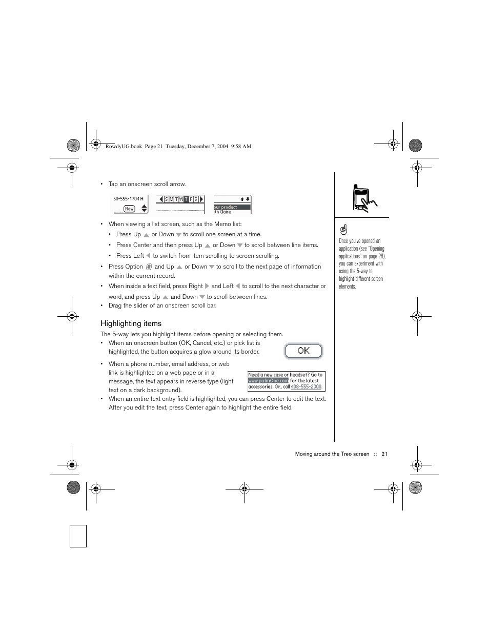 Highlighting items | Palm TREOTM 650 User Manual | Page 23 / 208