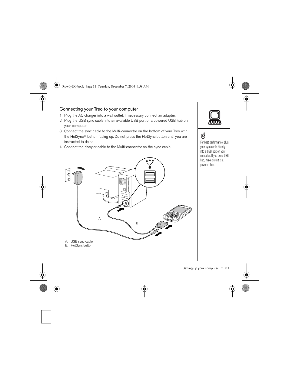 Connecting your treo to your computer | Palm TREOTM 650 User Manual | Page 33 / 208