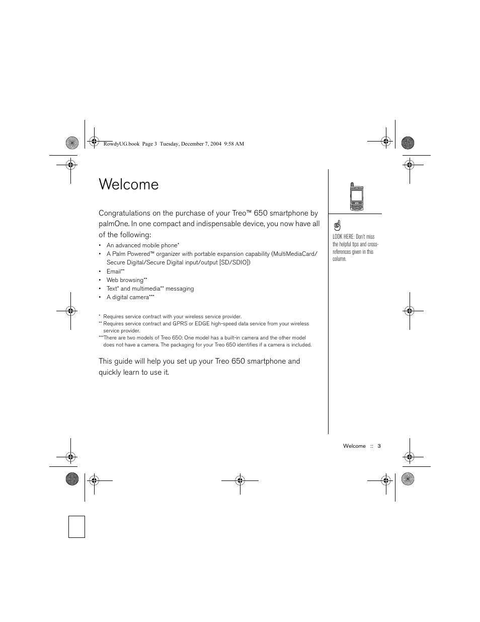 Welcome | Palm TREOTM 650 User Manual | Page 5 / 208