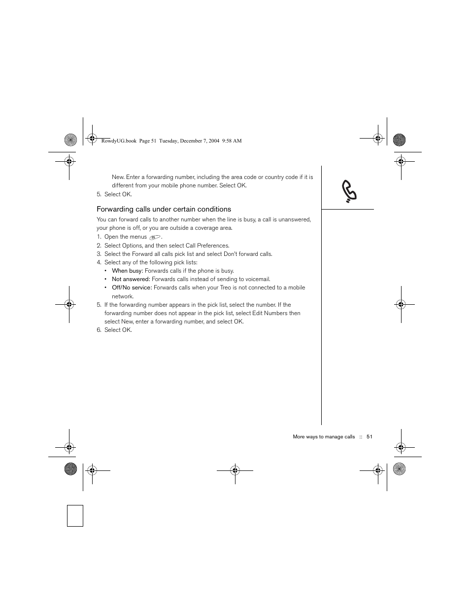 Forwarding calls under certain conditions | Palm TREOTM 650 User Manual | Page 53 / 208