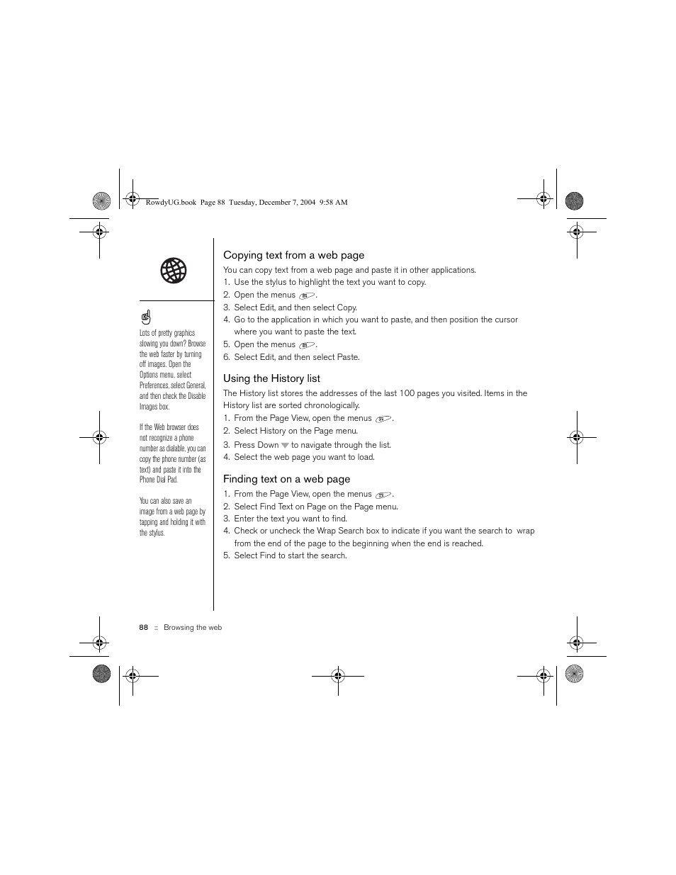 Using the history list | Palm TREOTM 650 User Manual | Page 90 / 208