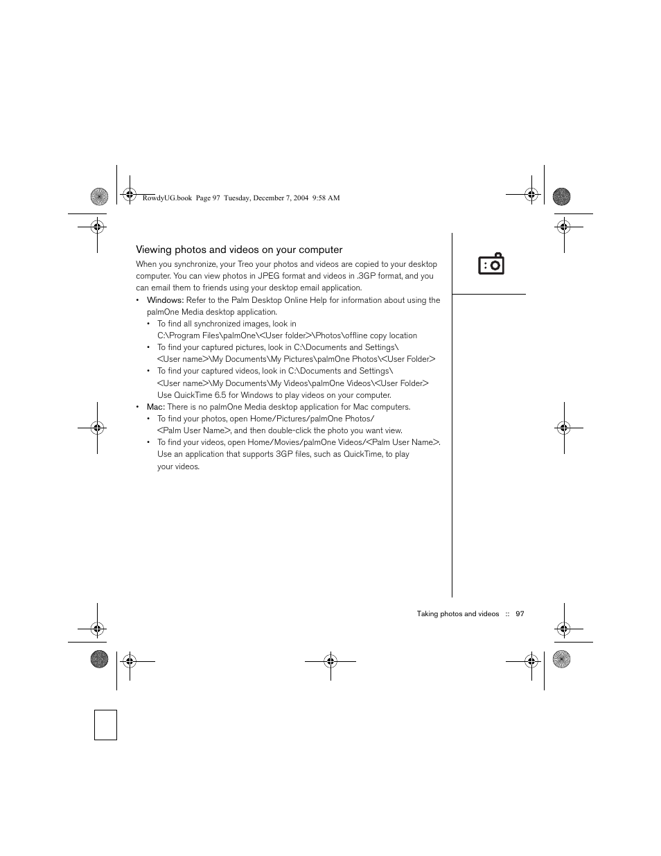 Viewing photos and videos on your computer | Palm TREOTM 650 User Manual | Page 99 / 208