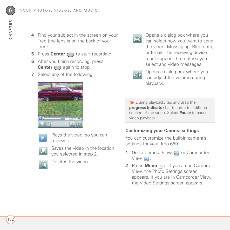 Customizing your camera settings | Palm 680 User Manual | Page 138 / 312