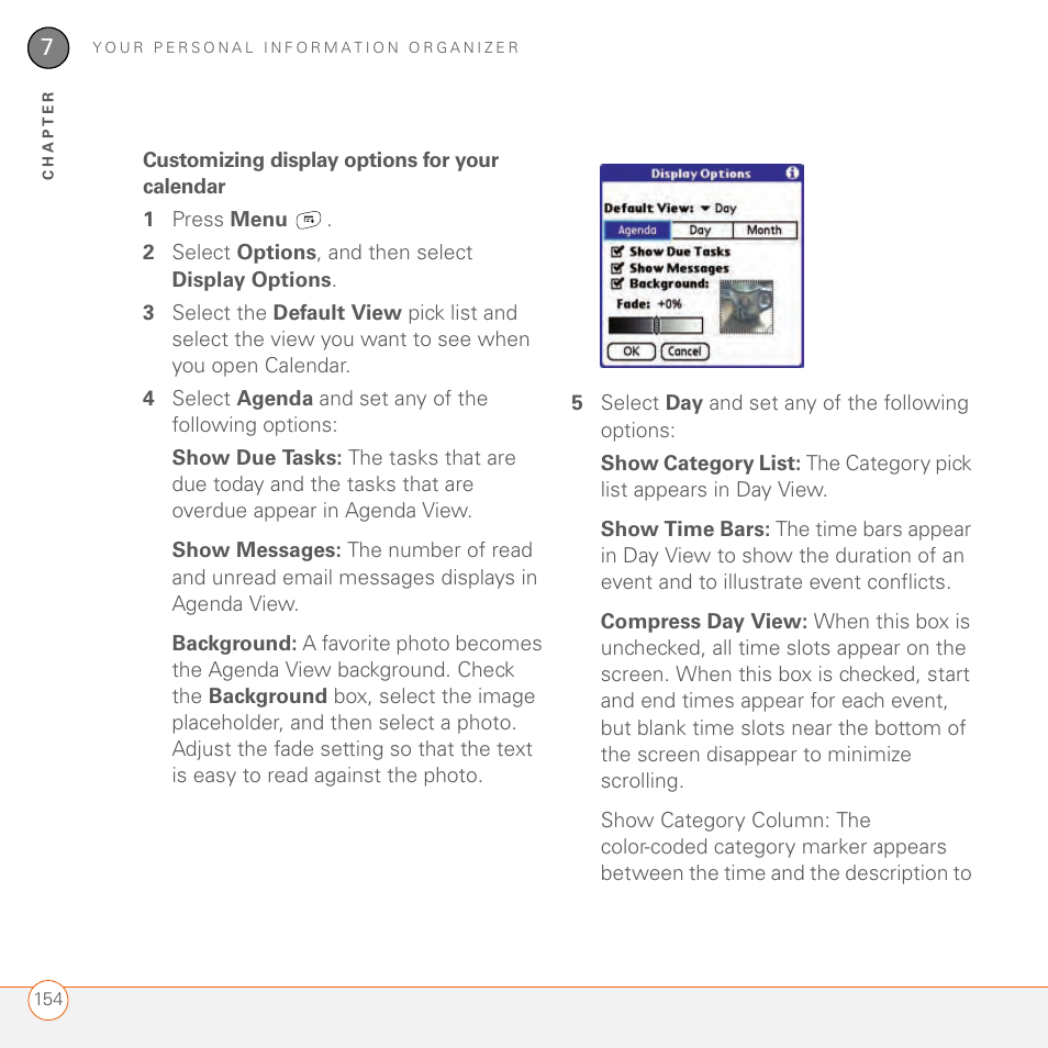 Customizing display options for your calendar | Palm 680 User Manual | Page 160 / 312